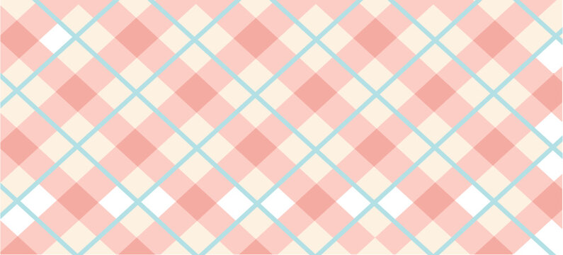Baby blanket fabric pattern. Pastel pink and blue vichy gingham check;