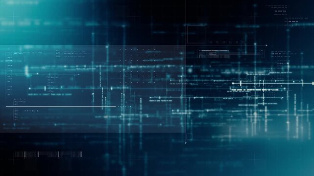 Futuristic screen display matrix, hi-tech digital data telemetry with encrypted numbers, display dynamic background for computer desktop screen display format