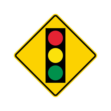 Traffic light warning road sign icon