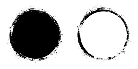 Circle Grunge badge brush, Round brush paint strokes, Grunge round border background, Hand drawn circles set text box element vector illustrator