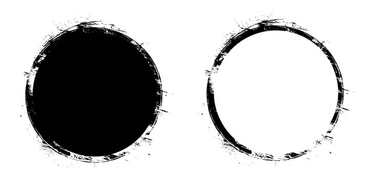 Circle Grunge badge brush, Round brush paint strokes, Grunge round border background, Hand drawn circles set text box element vector illustrator