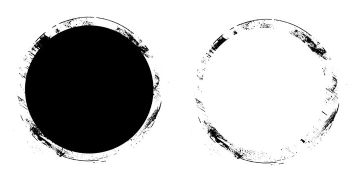 Circle Grunge badge brush, Round brush paint strokes, Grunge round border background, Hand drawn circles set text box element vector illustrator