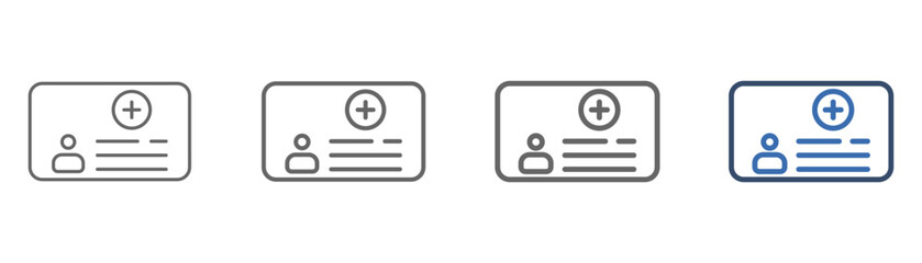 Fototapeta premium Outline icon set medical card with document, person and plus sign design