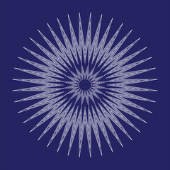 Geometric Starburst Pattern White Lines on Blue Background Stock Media