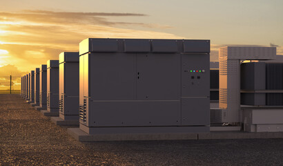 Obraz na płótnie Canvas DC Energy Storage System and Power Conversion System.3D Render.