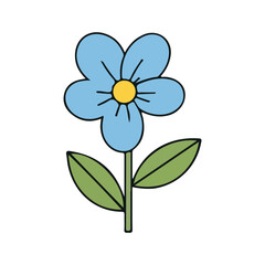 Fototapeta premium Simple Cartoon Blue Flower Doodle Isolated Vector Illustration