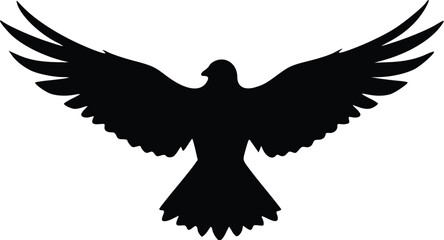 Flying Pigeon Silhouette Vector &ndash; Peace Dove Bird in Flight Minimal Design, Peace and Freedom Bird Vector