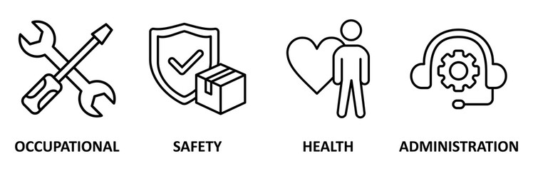 OSHA icon set illustration contain occupational, safety, health and administration 