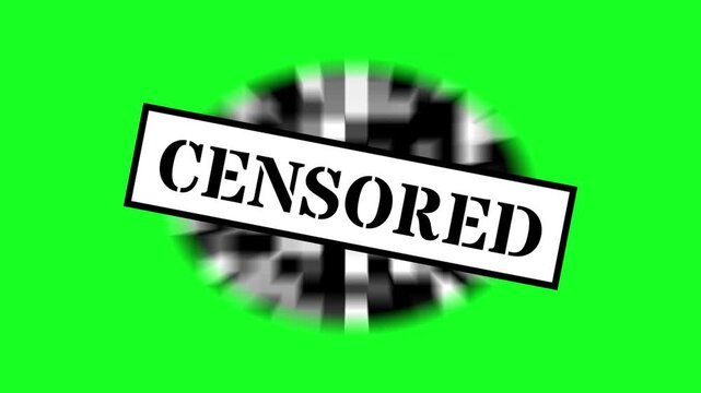 Circle Mosaic Censored Overlay with Black and White Text on Green Screen