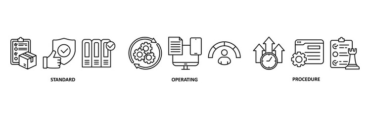 SOP icon set illustration contain standard, operating and procedure