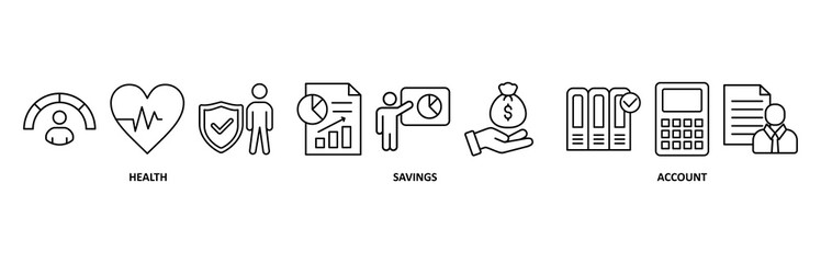 HSA icon set illustration contain health, savings and account.