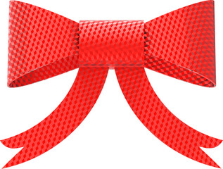 Red Bow with Geometric Pattern 3D