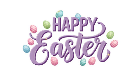 Happy easter isolated on transparent background