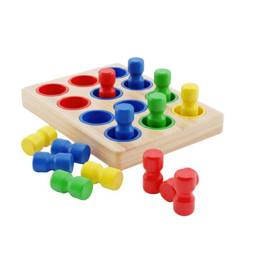 Colorful Wooden Peg Toy on Transparent