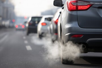 City traffic emissions on a busy road