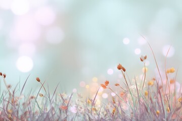 Dreamy pastel wildflowers with soft bokeh light