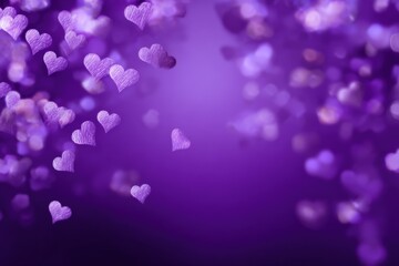 Purple heart confetti floating against soft blurred background