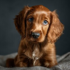 Adorable Red-Brindle Puppy with Blue Eyes
