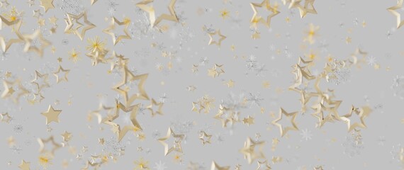 Abstract festive background with gold stars and snowflakes, perfect for holiday greetings and celeb © vegefox.com
