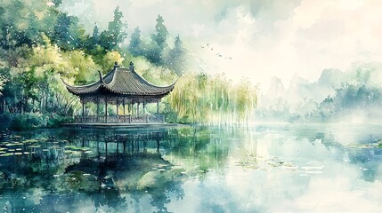 Fototapeta premium Ink Jiangnan