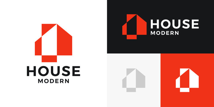 Modern house logo design. Abstract home shapes graphic vector design symbol, icon, creative