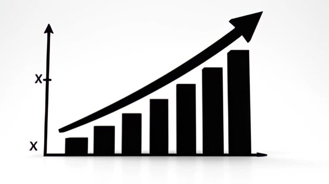 Bar graph animation showing growth or increase with arrow symbol