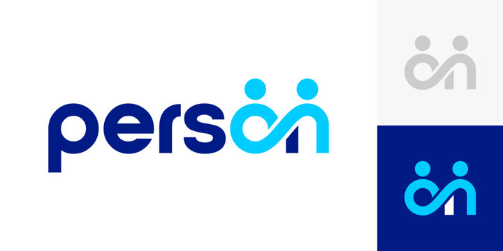 Creative person logo design wordmark. Abstract people family together human unity shapes logo design in letter m graphic vector illustration. Symbol, icon, creative