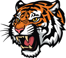 Obraz premium Roaring tiger head mascot vector character for school and club sports logos