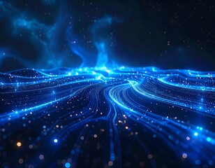 Fototapeta premium Abstract digital data streams flowing in an intricate network