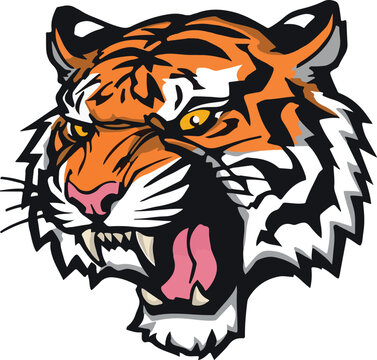 Premium tiger head mascot vector symbol for luxury brand clothing labels