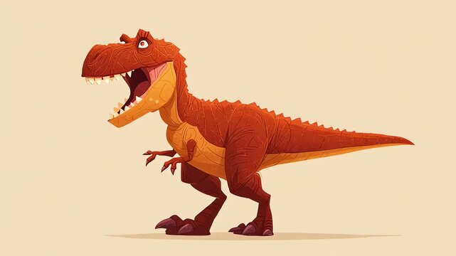 Cartoon T-Rex Roaring Animated Dinosaur Character Illustration