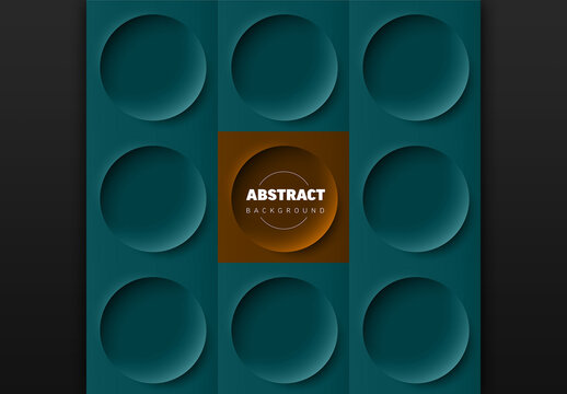 Abstract Geometric Pattern with Teal Circles and Orange Centerpiece