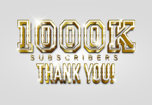 Golden 1000K Subscribers Milestone Thank You Celebration Banner Poster Social Media Status