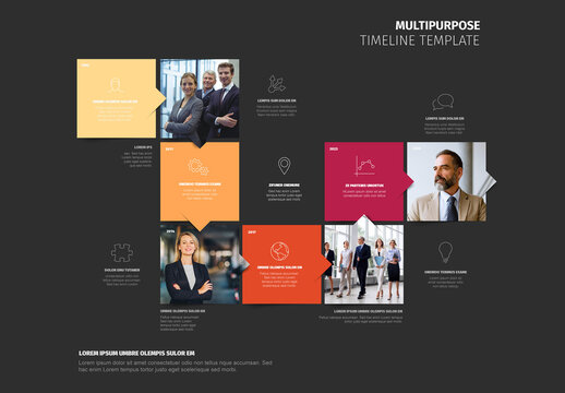 Modern Corporate Multipurpose Timeline Infographic Template With Photo Placeholders