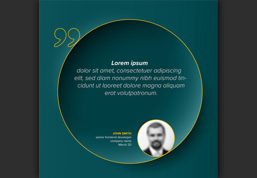 Modern Testimonial Layout Template with Circular Design