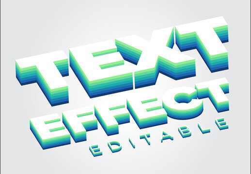 Isometric 3D Editable Text Effect with Blue and Green Gradient Layers