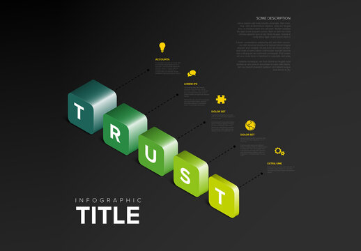 Business Trust Infographic with 3D Green Blocks and Icons