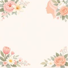 Soft Pastel Floral Frame With Feminine Profile