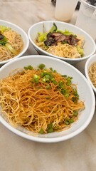 Noodles and white bowl street food culinary