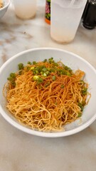 Morning breakfast in southeast asia with chicken noodles