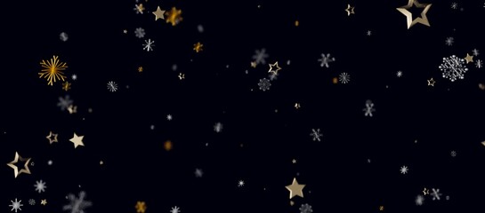 Fototapeta premium Elegant image featuring falling golden stars and shimmering snowflakes, perfect for holiday-themed designs, win