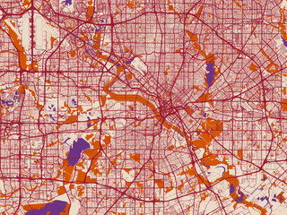 Fototapeta premium Dallas – street map, Texas