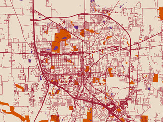 Obraz premium Denton street network map — Texas