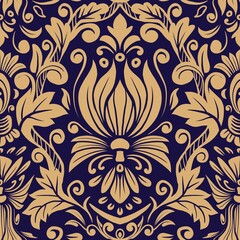 Damask Nature Pattern Background Illustration For Cover, Banner, Notes. Aesthetic Background. Damask Pattern Background. Seamless background.