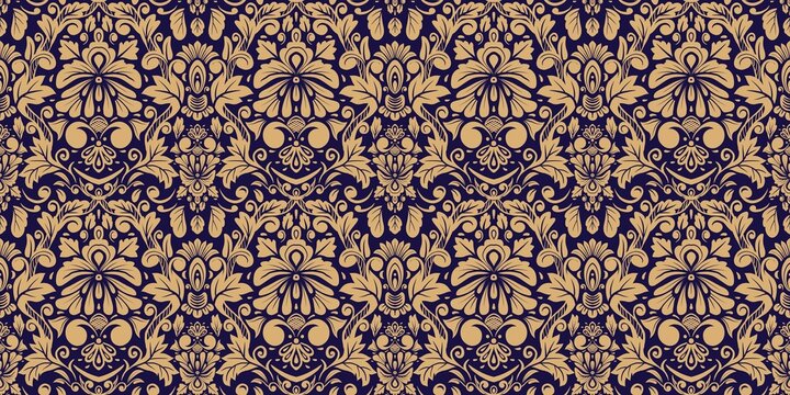 Damask Nature Pattern Background Illustration For Cover, Banner, Notes. Aesthetic Background. Damask Pattern Background. Seamless background.