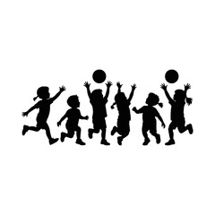Obraz premium Happy children playing together with bouncing balls