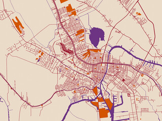 Obraz premium Infographic city map of Houma, Louisiana