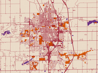 Fototapeta premium City layout map of Kokomo, Indiana