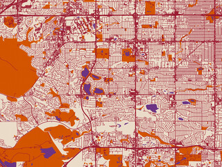 Fototapeta premium Urban map poster of Lakewood, Colorado – cream and burgundy map