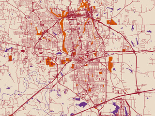 Obraz premium City map of Longview, Texas – cream and burgundy map